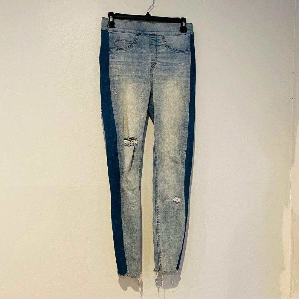 SPANX DISTRESSED RAW HEM SIDE PANEL SKINNY JEANS SIZE SMALL - Picture 6 of 10
